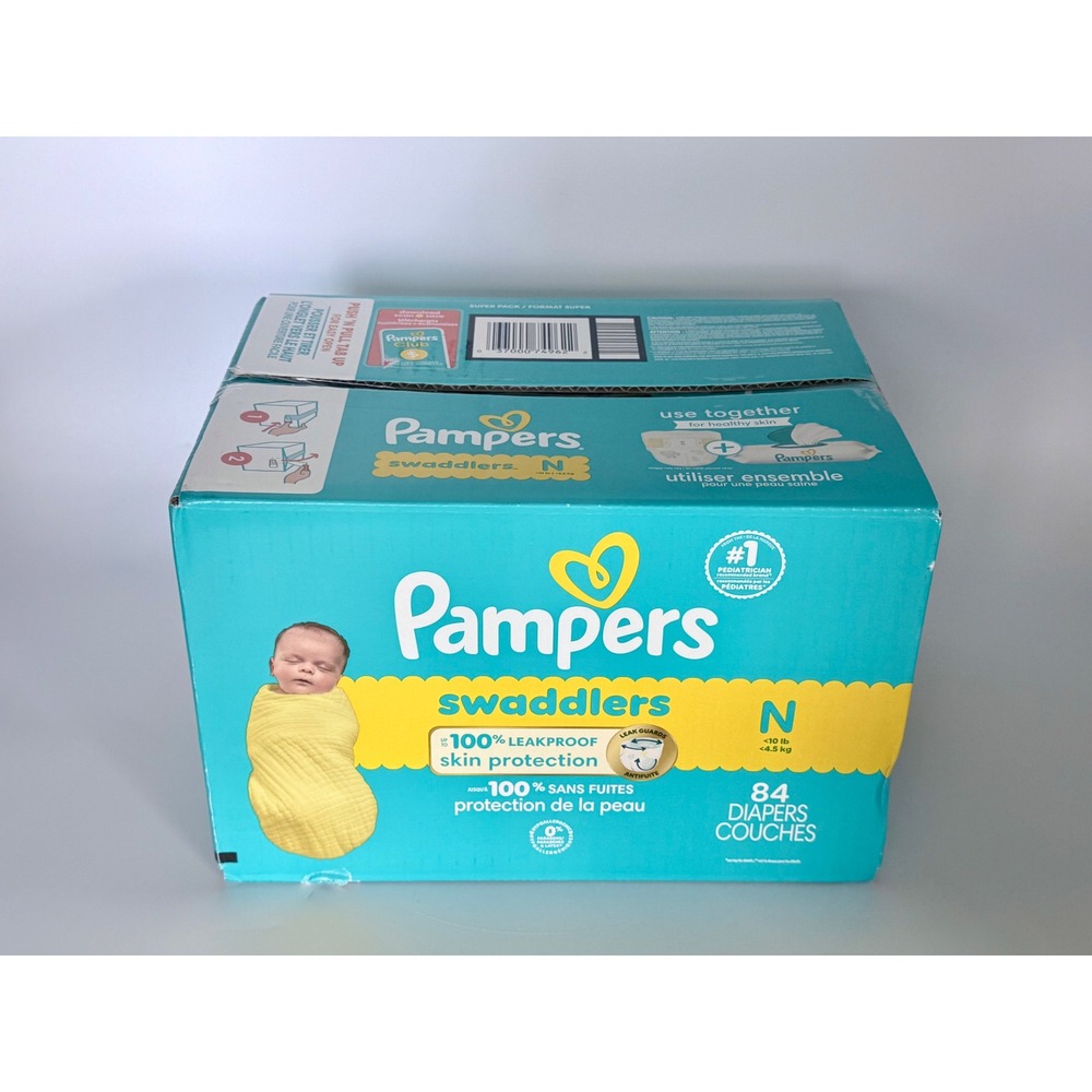 Pampers Swaddlers Newborn Diapers Size N 84 Count Up to 10 lb Baby Disposable